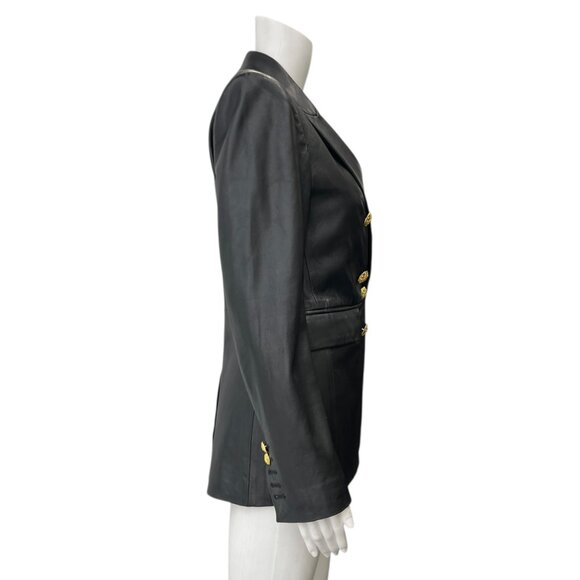 $1395 Veronica Beard Black Leather Gaya Double Breasted Dickey Jacket size 6 - Picture 8 of 12